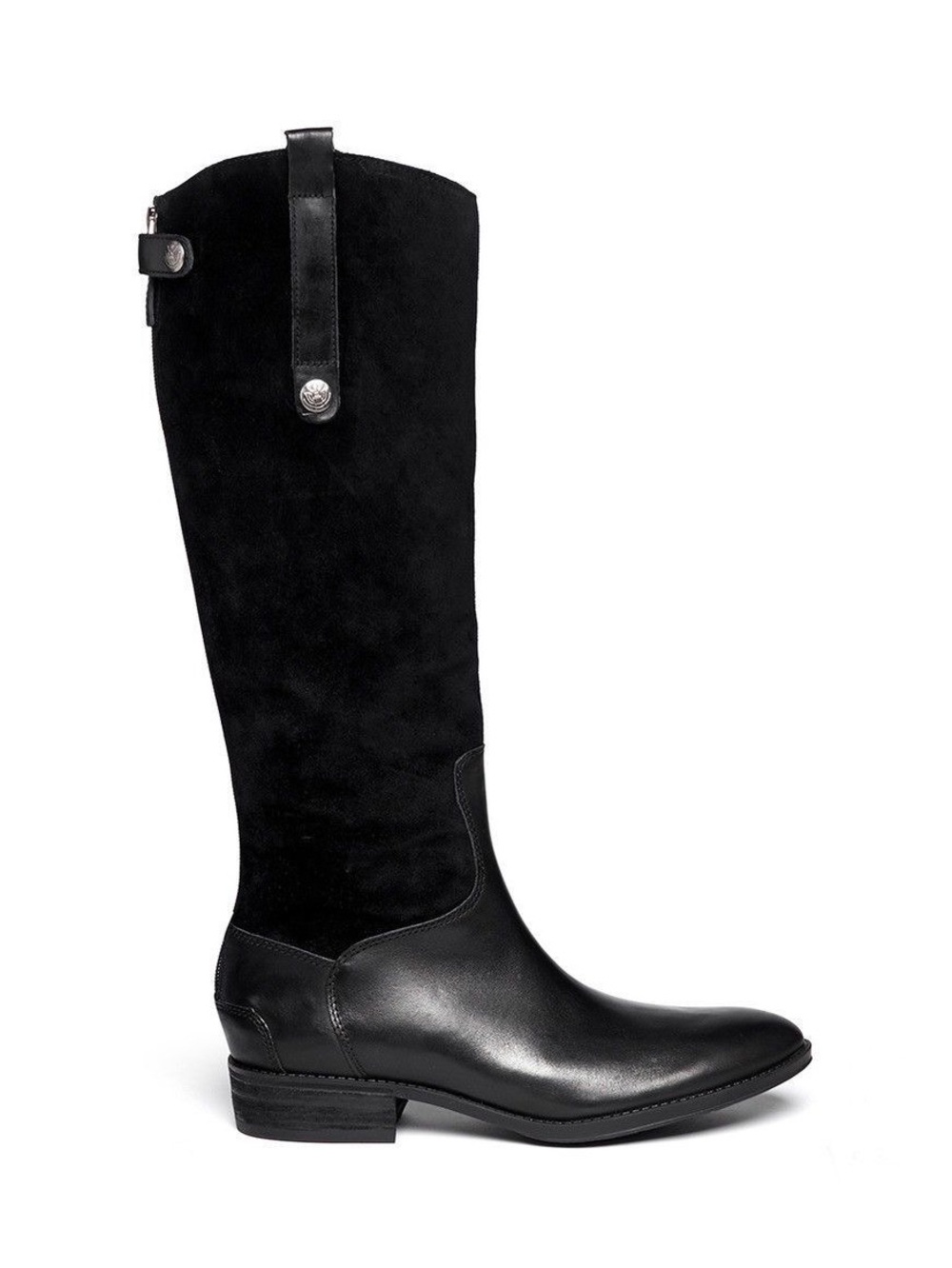Sam Edelman Pembrooke Leather and Suede Black Riding Boots